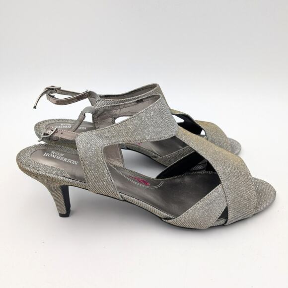Ros Hommerson Silver Slingback Heels with Kitten Heel - Picture 3 of 13